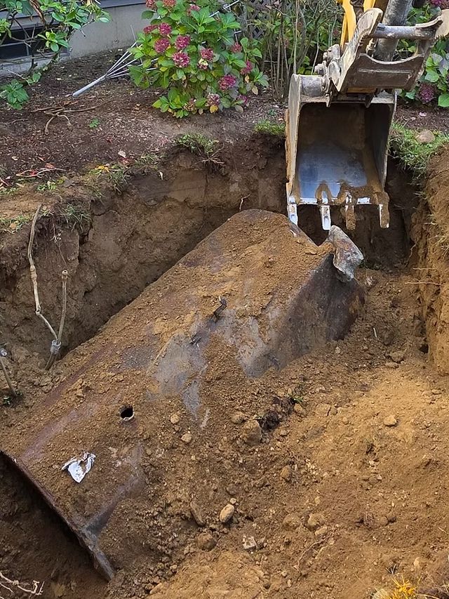 Underground oil tank removal excavation at a Levittown NY home